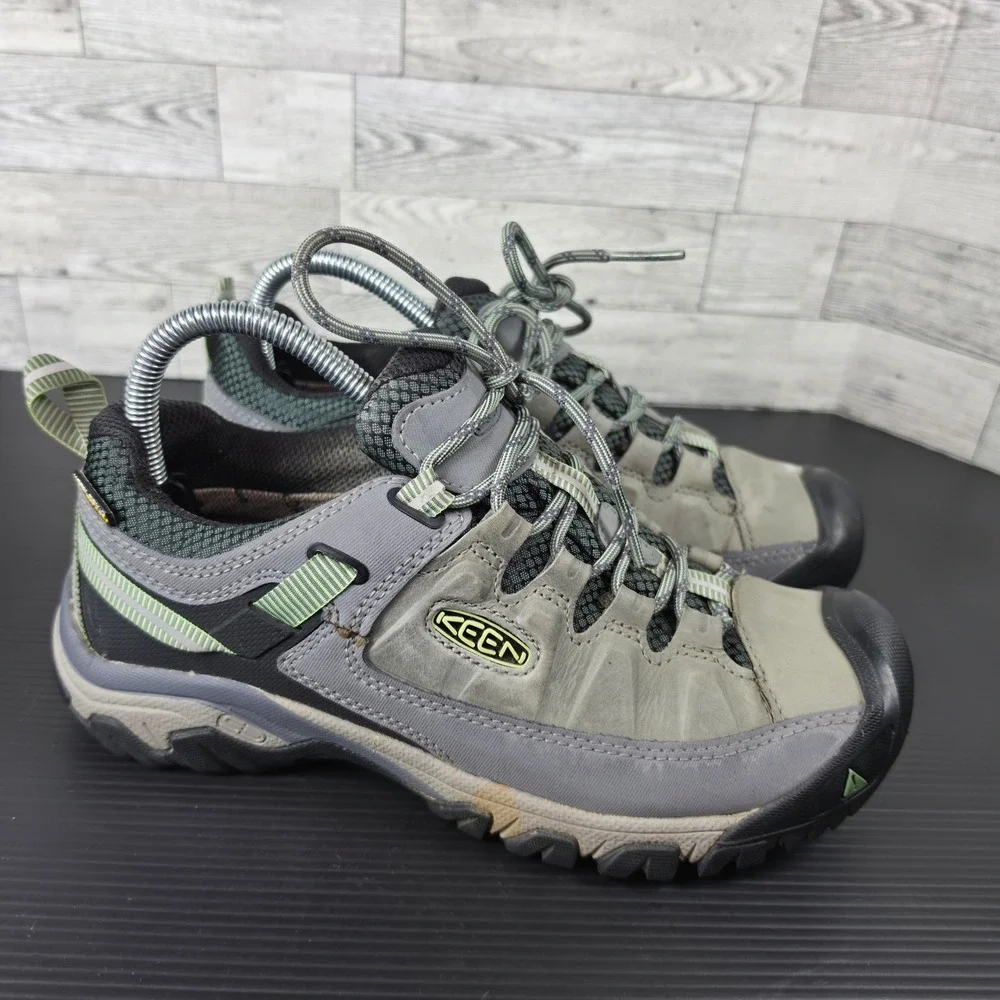 Keen Targhee II Waterproof Hiking Shoes Womens Grey Green Low Top Trail Sneakers